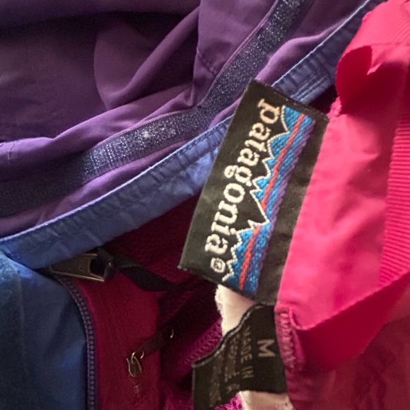 Womens PATAGONIA Purple Vintage 90s Lined 1/4 Zip Nylon Hooded Parka Jacket Sz M - Picture 7 of 9